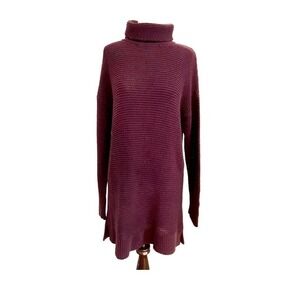 Land End Sweater Dress Sz Med Cowl Neck‎ Red Knit Fairy Goth cottage core